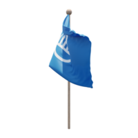 Nordic Council 3d illustration flag on pole. Wood flagpole png