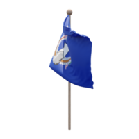 Northern Mariana Islands 3d illustration flag on pole. Wood flagpole png