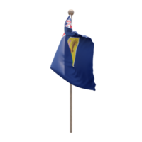bandera de ilustración 3d de las islas turcas y caicos en el poste. asta de bandera de madera png
