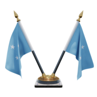estados federados da micronésia 3d ilustração dupla v suporte de bandeira de mesa png