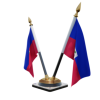 Haiti 3d illustration Double V Desk Flag Stand png