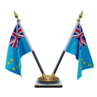 Tuvalu 3d illustratie dubbele v bureau vlag staan png