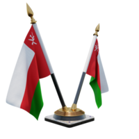Oman 3d illustratie dubbele v bureau vlag staan png