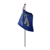 Ascension Island 3d illustration flag on pole. Wood flagpole png