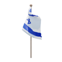 Israel 3d illustration flag on pole. Wood flagpole png