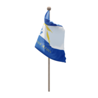 Johnston Atoll 3d illustration flag on pole. Wood flagpole png