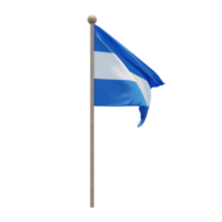 Nicaragua 3D-Darstellung Flagge auf der Stange. Fahnenmast aus Holz png