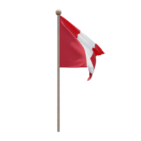 Peru 3d illustration flag on pole. Wood flagpole png