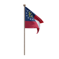 US Georgia 3d illustration flag on pole. Wood flagpole png