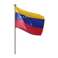 venezuela 3d illustration flagga på Pol. trä flaggstång png
