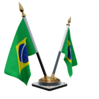 Brasil 3d ilustración doble v soporte de bandera de escritorio png