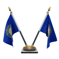 New Hampshire 3d illustration Double V Desk Flag Stand png