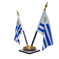 uruguai ilustração 3d dupla v suporte de bandeira de mesa png