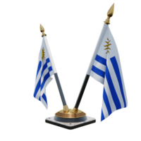 uruguay illustration 3d double v support de drapeau de bureau png