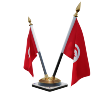 Tunisia 3d illustration Double V Desk Flag Stand png