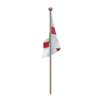 Alderney 3d illustration flag on pole. Wood flagpole png