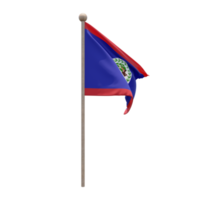 Belize 3d illustration flag on pole. Wood flagpole png