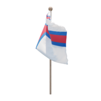 Faroe Islands 3d illustration flag on pole. Wood flagpole png