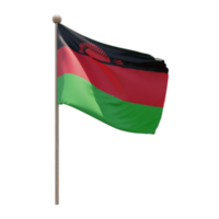 malawi drapeau d'illustration 3d sur poteau. mât en bois png