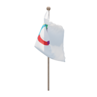 Organisation internationale de la Francophonie 3d illustration flag on pole. Wood flagpole png