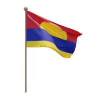 bandera de ilustración 3d del atolón de palmyra en el poste. asta de bandera de madera png