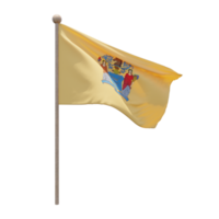 New Jersey 3D-Darstellung Flagge auf der Stange. Fahnenmast aus Holz png
