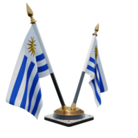 Uruguay 3d illustratie dubbele v bureau vlag staan png