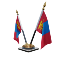 Mongolië 3d illustratie dubbele v bureau vlag staan png