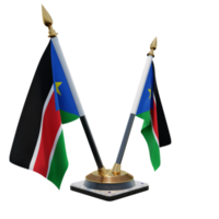 South Sudan 3d illustration Double V Desk Flag Stand png