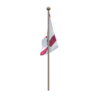 Florida 3D-Darstellung Flagge auf der Stange. Fahnenmast aus Holz png