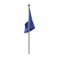 Nebraska 3D-Darstellung Flagge auf der Stange. Fahnenmast aus Holz png