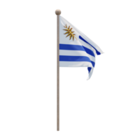 bandeira de ilustração 3d do uruguai no poste. mastro de madeira png