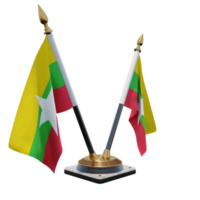 Myanmar 3d illustratie dubbele v bureau vlag staan png