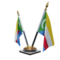 Comoros 3d illustration Double V Desk Flag Stand png