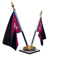 Nepal 3D-Darstellung Doppel-V-Tischfahnenständer png