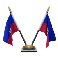 haití ilustración 3d soporte de bandera de escritorio doble v png