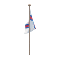 drapeau d'illustration 3d des îles féroé sur poteau. mât en bois png