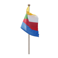 Comoros 3d illustration flag on pole. Wood flagpole png