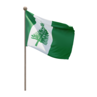drapeau d'illustration 3d de l'île norfolk sur poteau. mât en bois png