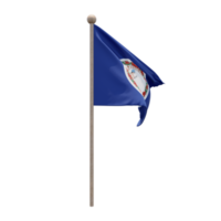 virginia 3d illustration flagga på Pol. trä flaggstång png