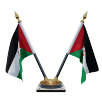 república árabe saharaui democrática ilustración 3d soporte de bandera de escritorio doble v png