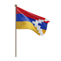 Artsakh 3d illustration flag on pole. Wood flagpole png