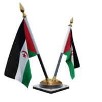 sahrawi Arabisch democratisch republiek 3d illustratie dubbele v bureau vlag staan png
