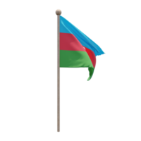 bandera de ilustración 3d de azerbaiyán en el poste. asta de bandera de madera png