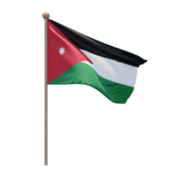 Jordanië 3d illustratie vlag Aan pool. hout vlaggenmast png