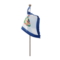 bandera de ilustración 3d de virginia occidental en el poste. asta de bandera de madera png