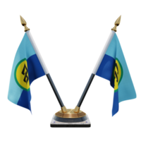 karibiska gemenskap 3d illustration dubbel- v skrivbord flagga stå png