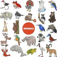 cartoon wild animal species characters big set vector