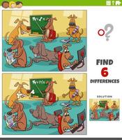 differences game with cartoon dogs animal characters vector