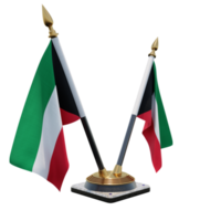 Koeweit 3d illustratie dubbele v bureau vlag staan png